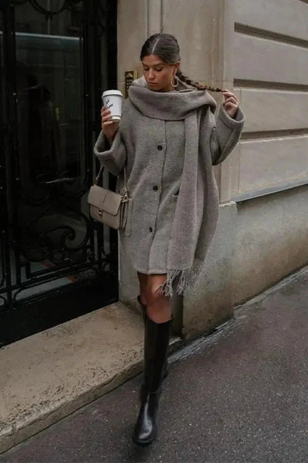 Nina | Knit coat with scarf