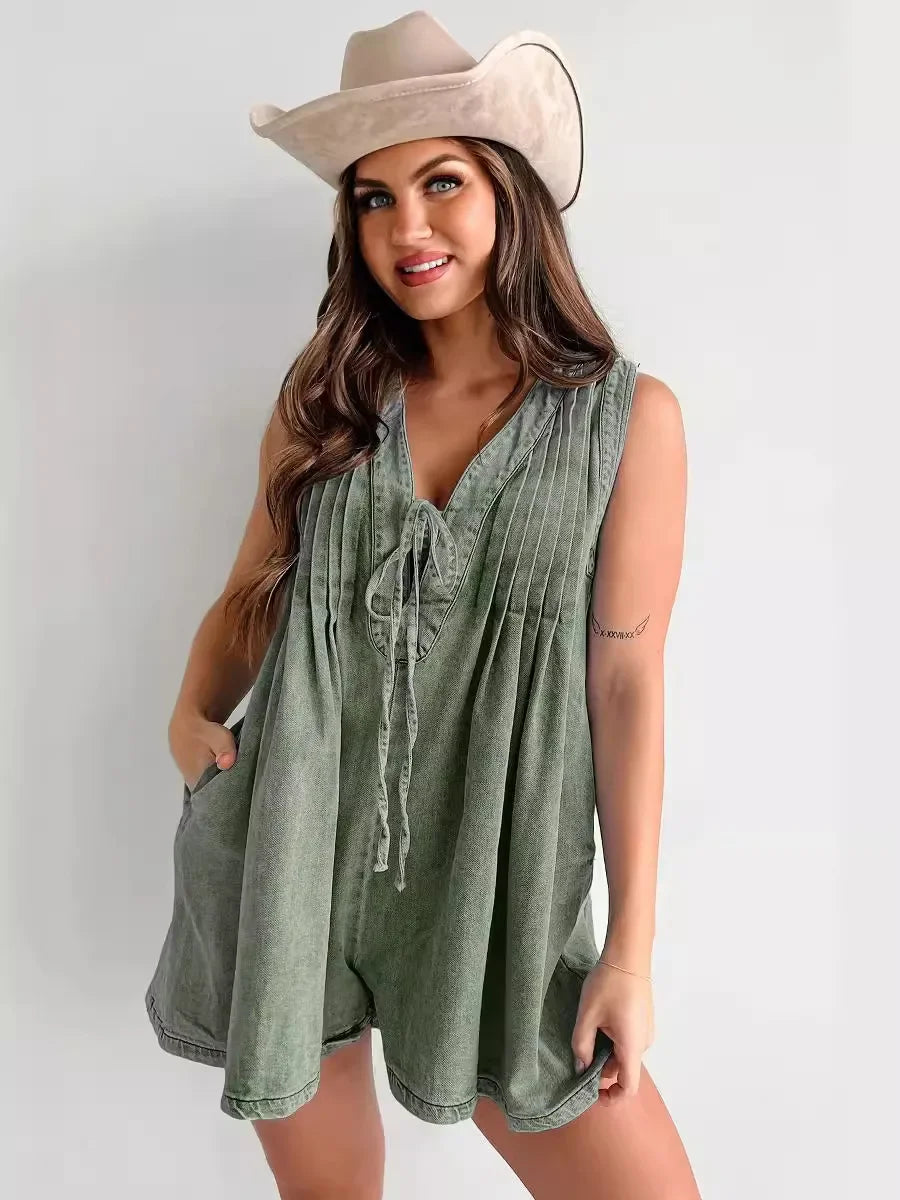 Ina | Denim Romper