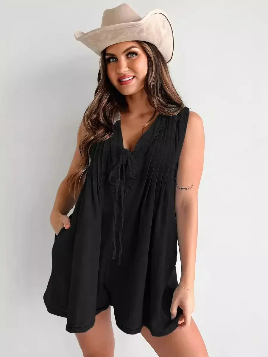 Ina | Denim Romper