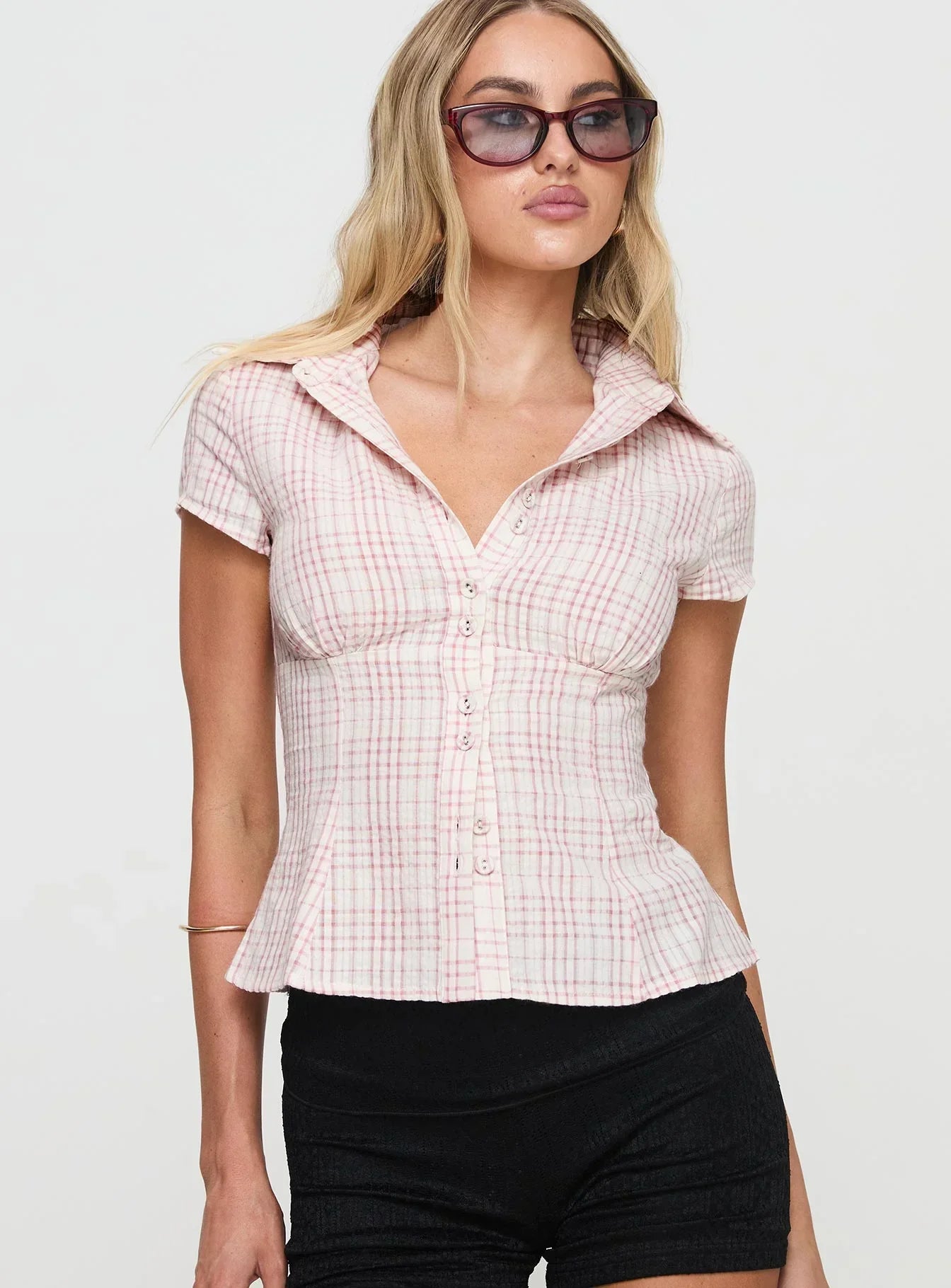 Astrid | Fitted Check Blouse