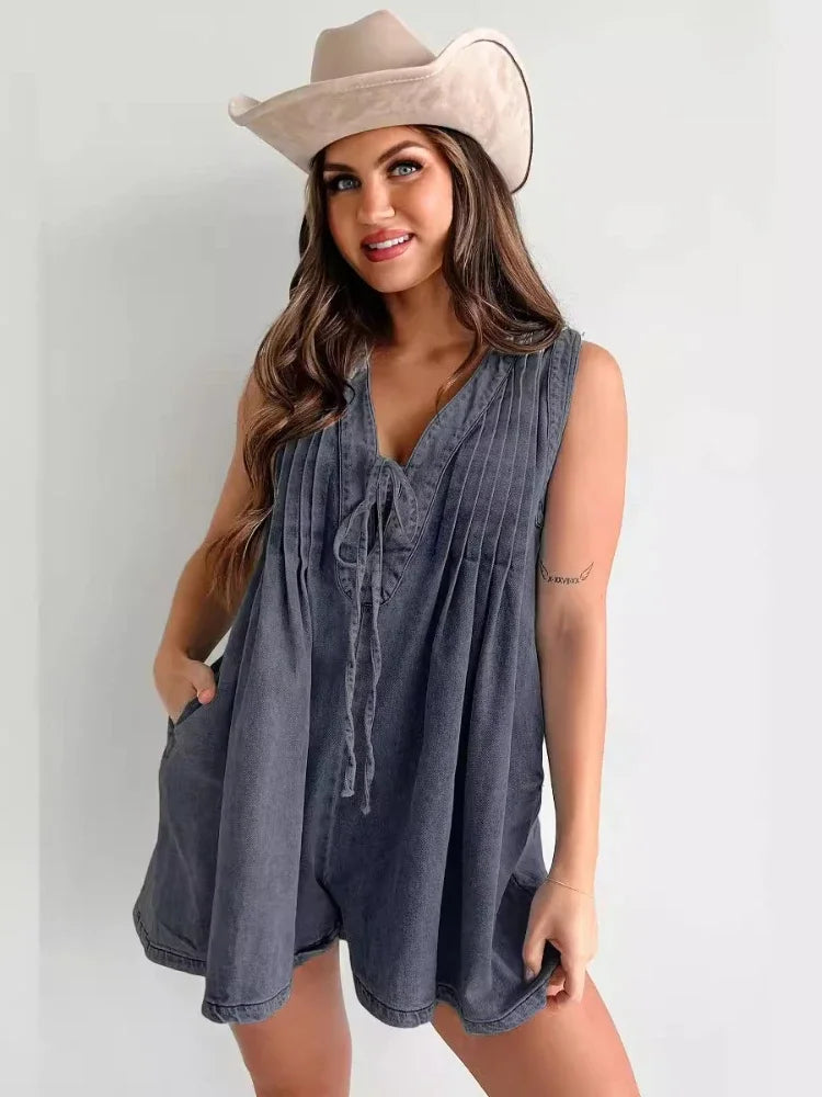 Ina | Denim Romper